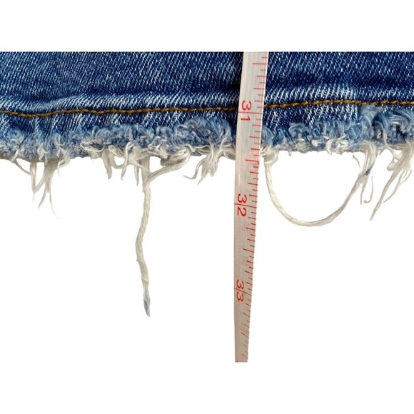 SO Super High Rise Denim Blue 90s Wide Leg Jeans Size 17 Y2K Distressed - Picture 3 of 5